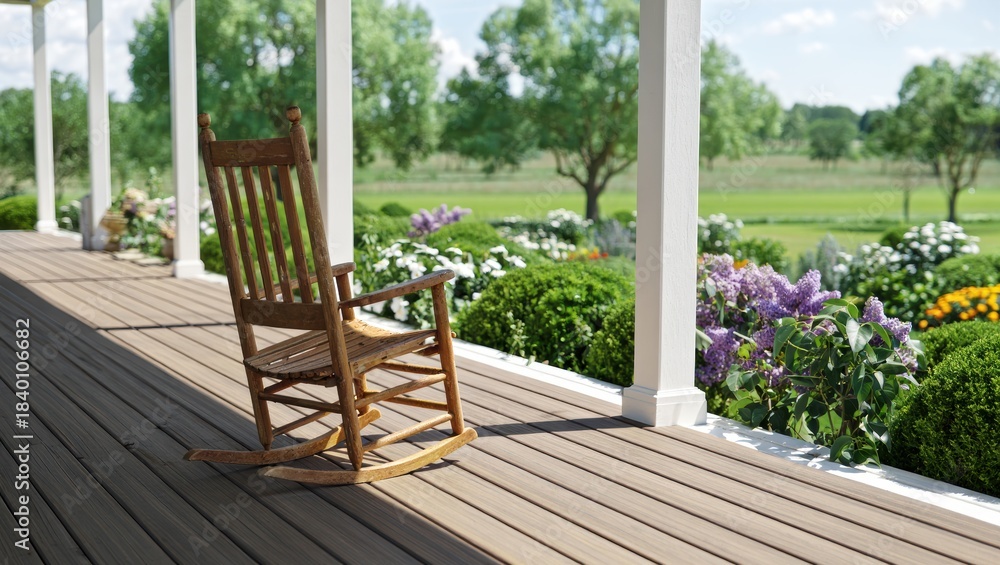 Obraz premium Serene Porch with Rocking Chair