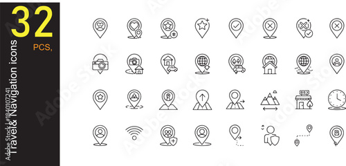 Travel Line Art Icons Set