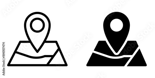Map pin and map icon. Position and address symbol. Location sign