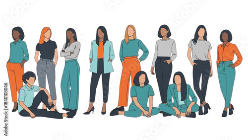 Illustration of a diverse group of women representing community and teamwork.
