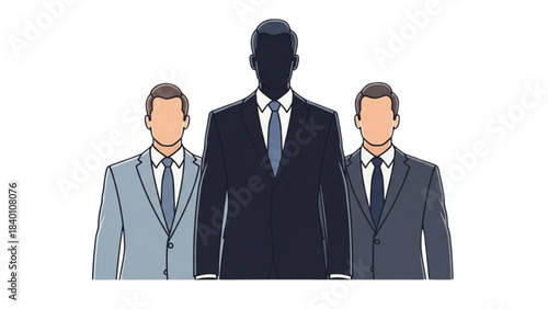 Anonymous business leader with two associates, a corporate team graphic.