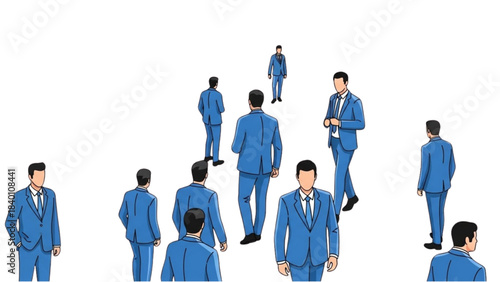 Animated Business Team Marching Forward in a Coordinated Company Process