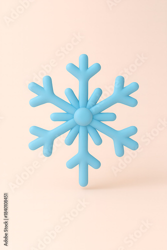 Minty blue abstract snowflake icon on pastel peach background