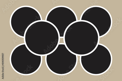 Set of Multiple circle photo collage grid template vector illustration. Black and white picture wall album for abstract background, business, collage art, digital photo, papers.