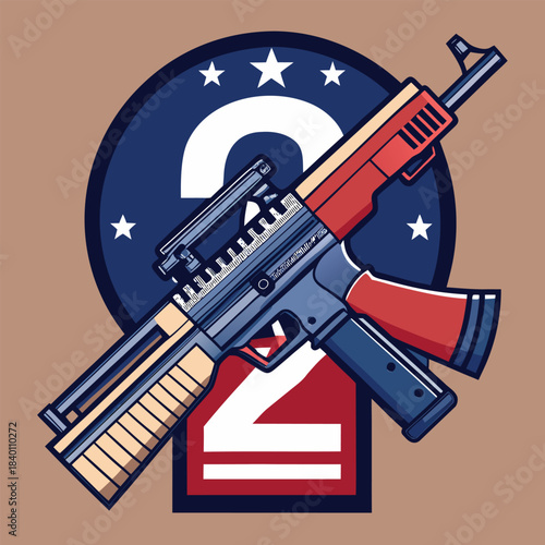 Second amendment gun patriot themed color vector illustration