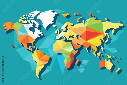 Abstract world map creative global colorful vector artwork