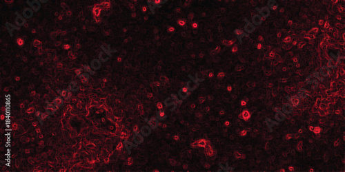 Abstract textured background with glowing red organic cellular patterns and dark deep shadows, science and medical microscopic view