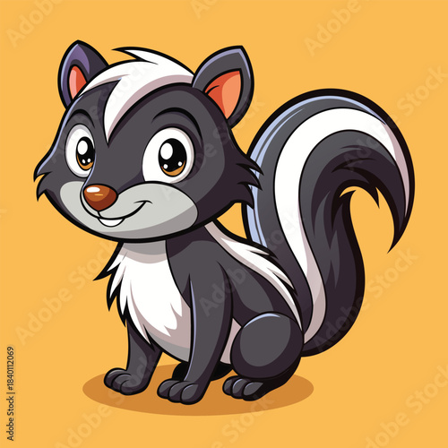 Cartoon skunk cute woodland animal playful colorful vector illustration