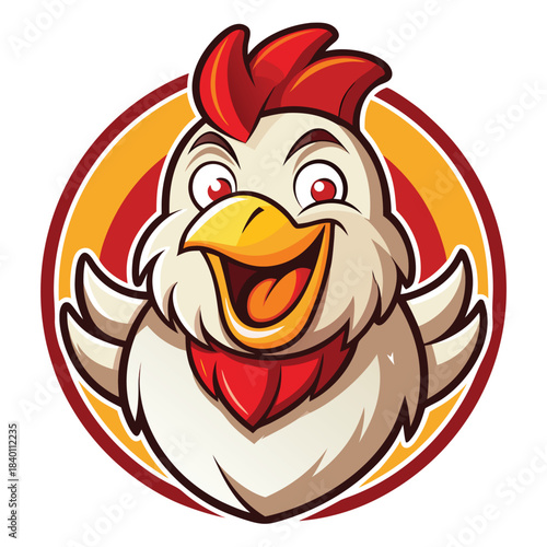 Cheerful chicken mascot logo friendly farm bird bright colorful vector image