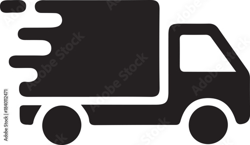 Delivery Truck icon. Black truck icon isolated on white background. Express delivery trucks icon.Cargo vehicle and transportation symbols for logistics, shipping services, and freight.