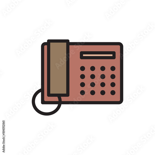 Color line-style desk phone icon representing a classic office telephone. Ideal for business communication, customer support, call centers, helpdesk services, corporate tools, mobile apps, and office 