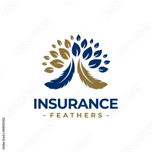 Insurance Feather logo design template. Icon concept of insurance plans and support for families and individuals.
