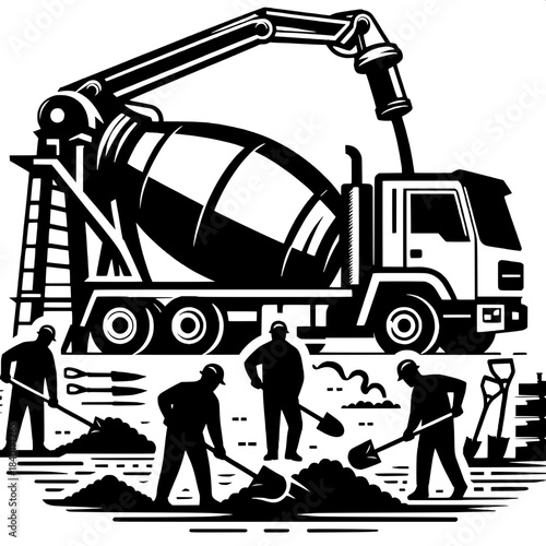 Concrete Mixer Pouring