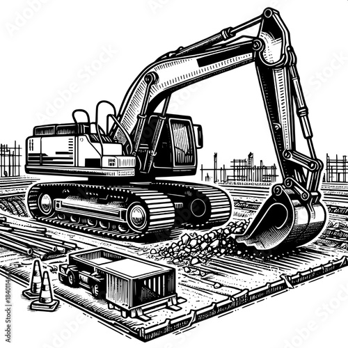 Excavator Digging Foundation