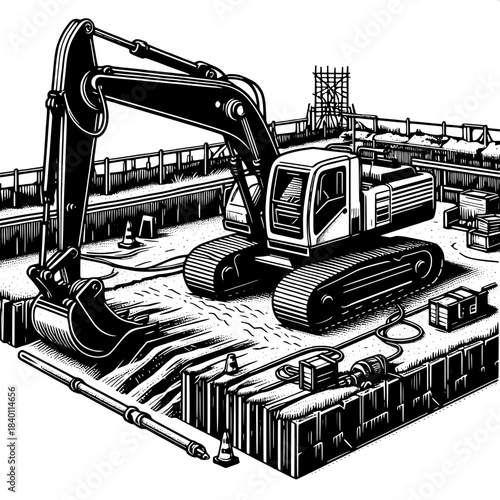 Excavator Digging Foundation