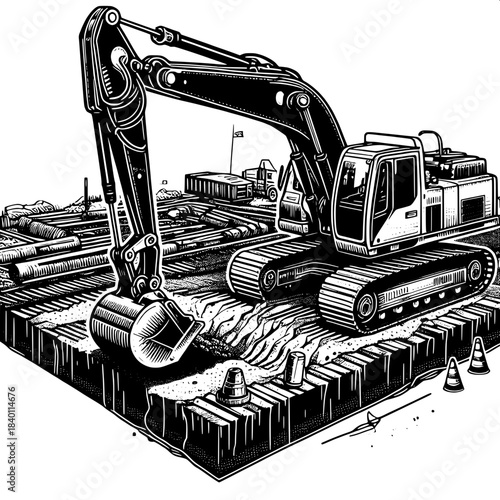 Excavator Digging Foundation