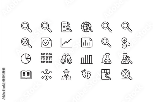 Investigation and Evidence Review Icons for Research Dashboards, Analysis Screens and Knowledge Tools