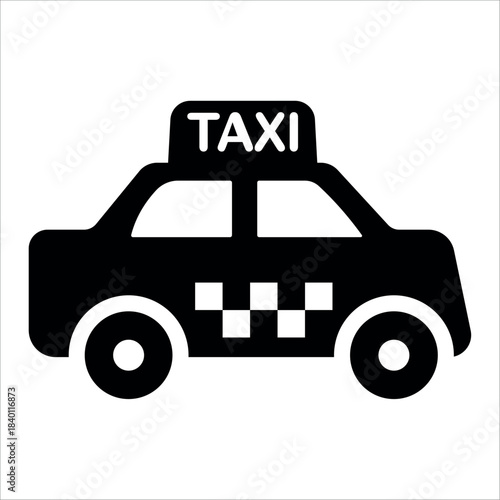 An illustration of a black taxi service icon on a white background