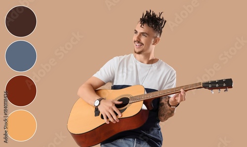 Young man with dreadlocks p...