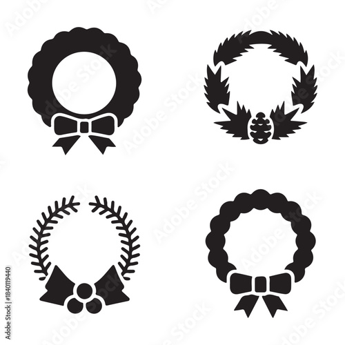 Artistic wreath formed with textured foliage and elegant curves