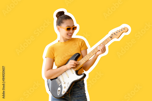 Young woman playing electri...