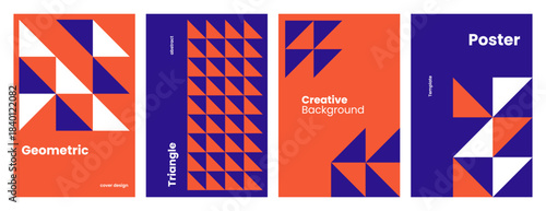 Abstract minimalist cover template. Modern colorful geometric triangle pattern concept. Vector illustration