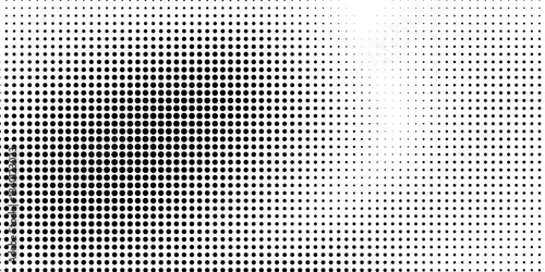 Black and white halftone vector. Gradient ink dot texture. Randomly distributed element pattern for printing and design.
