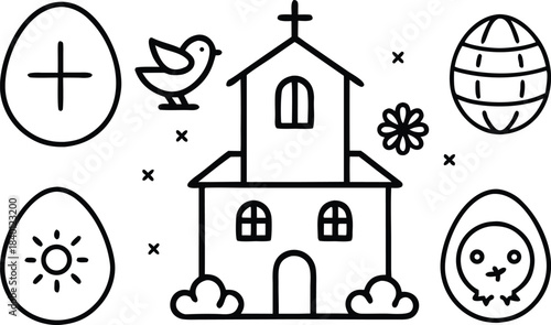 Church icon set vector illustration