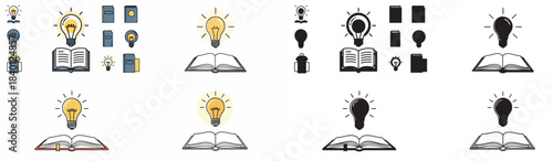 Lightbulb and book icons representing knowledge and learning
