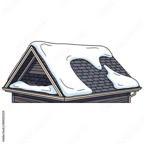 Roof of house covered in heavy snow representing Winter weather icons  