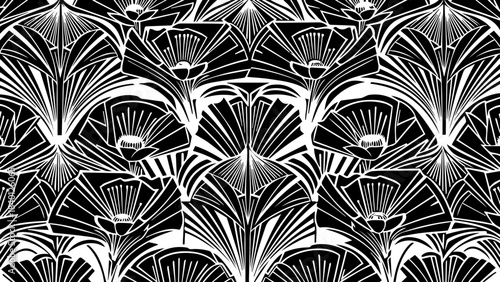 Stunning floral pattern with bold stylized blossoms, perfect for elegant designs and impactful visual statements. Originally a scalable vector graphic.