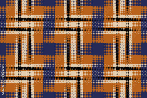 Elegance texture pattern vector, cotton seamless background fabric. Border check plaid tartan textile in orange and light colors.