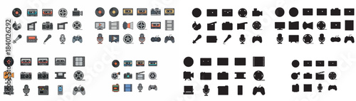 Audio equipment and film icons collection