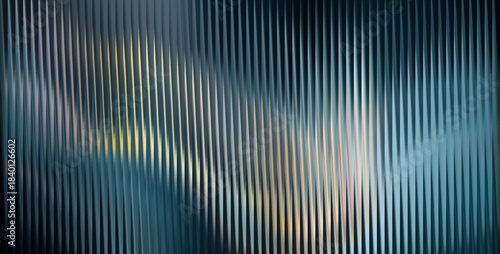 Fototapeta Abstract background with vertical corrugated lines and light reflections, dark b