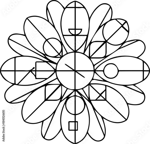 Elegant vector mandala illustration with intricate petal and geometric details for creative projects, crafting, and design, artful and symmetrical art