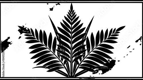 Stunning stylized black silhouette of tropical palm fronds creating elegant botanical art for modern design projects