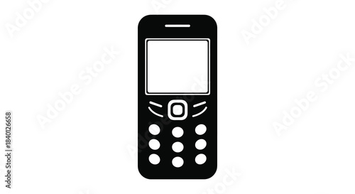 A simple black mobile phone illustration against a white background a striking silhouette