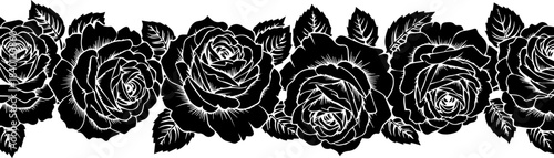 Elegant black and white rose border design adds timeless beauty and classic charm to any creative project, evoking romance and sophistication.