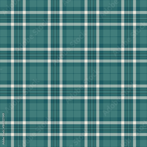 Handmade check seamless texture, packing fabric vector pattern. Wallpaper tartan plaid textile background in cyan and pastel colors.