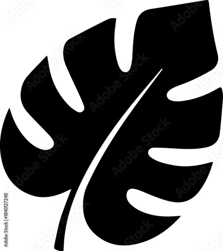 Elegant monstera leaf silhouette bringing tropical vibes and natural beauty to your designs, perfect for modern branding, invitations, and summer themes