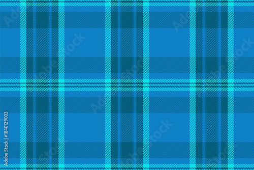 Bed pattern background texture, quilt tartan seamless fabric. Pajamas plaid vector textile check in cyan and bright colors.