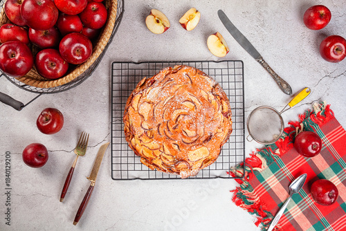 top view of fresh baked apple pie