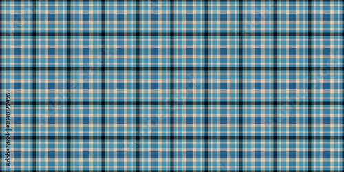 Good tartan background check, business texture vector textile. Uniform fabric seamless plaid pattern in cyan and light colors.