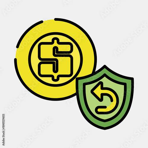 Icon cashback guarantee. Black Friday Sale elements. Icon in filled line style.
