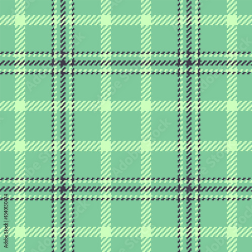 Victorian textile check texture, stroke tartan pattern plaid. Mint background seamless vector fabric in green and light colors.