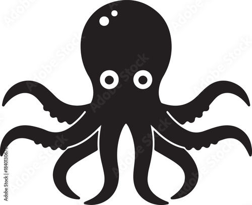 Cute cartoon octopus illustration in minimalist style with vibrant colors