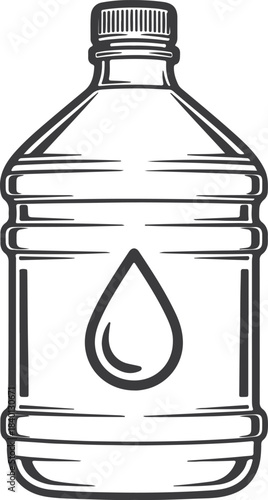 Simple black and white line drawing of a large plastic water bottle or jug