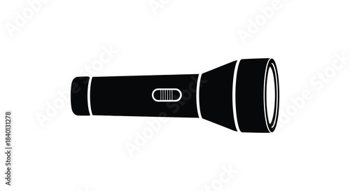 A black flashlight icon depicting a handheld illumination device in a simple silhouette