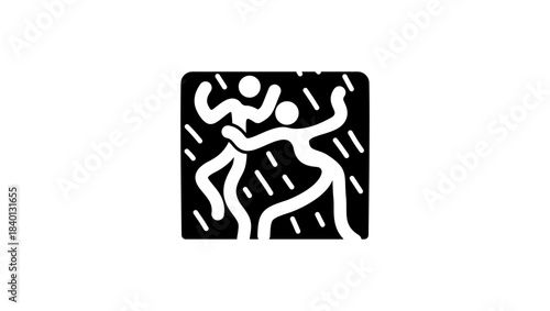 Dance party symbol, black isolated silhouette