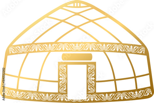 Golden Kazakh yurt ornament S1-05